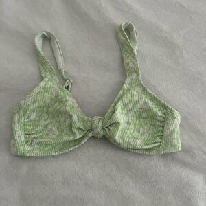 Target Green and White Tie-Front Bikini Top